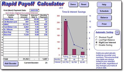 Rapid Payoff Calculator - Inputs