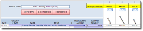 Example 1: Allocate your Opening Balance into Envelopes