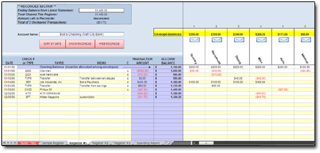 Excel Deluxe 'Envelopes' Check Register