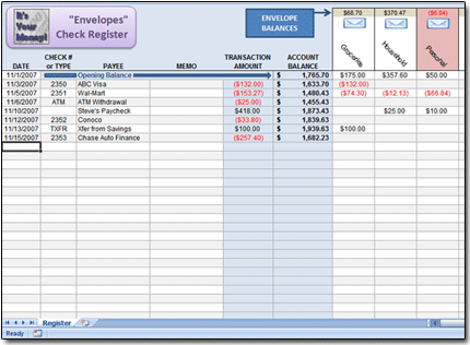 Excel 'Envelopes' Check Register