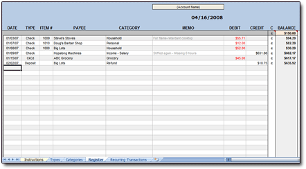 Excel Check Register