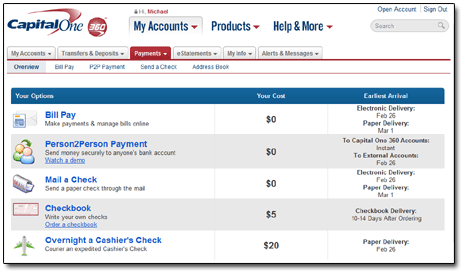 360 Checking Payment Options