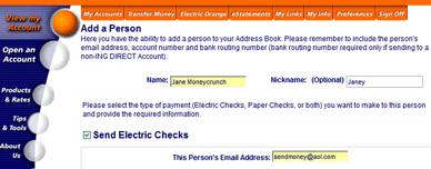 Electric Checks - Add a Person