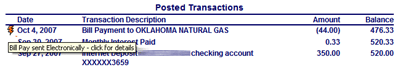 Bill Pay - Posted Transaction